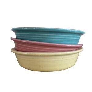 3 Vintage-FIESTA CEREAL, SOUP BOWLS-7 inch-Fiestaware HLC-USA-Excellent